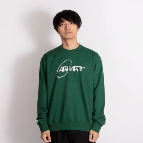 Men’s Carhartt WIP Orbit Crewneck Sweatshirt (Treehouse/White) - Picture 5 of 6